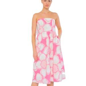 Flora Bea Pink Hibiscus Sia Strapless Dress